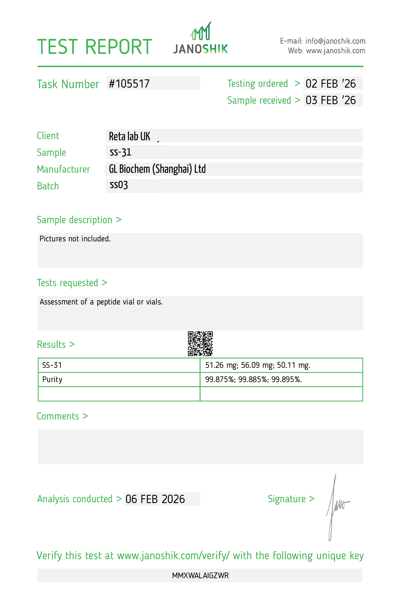 SS-31 50mg COA
